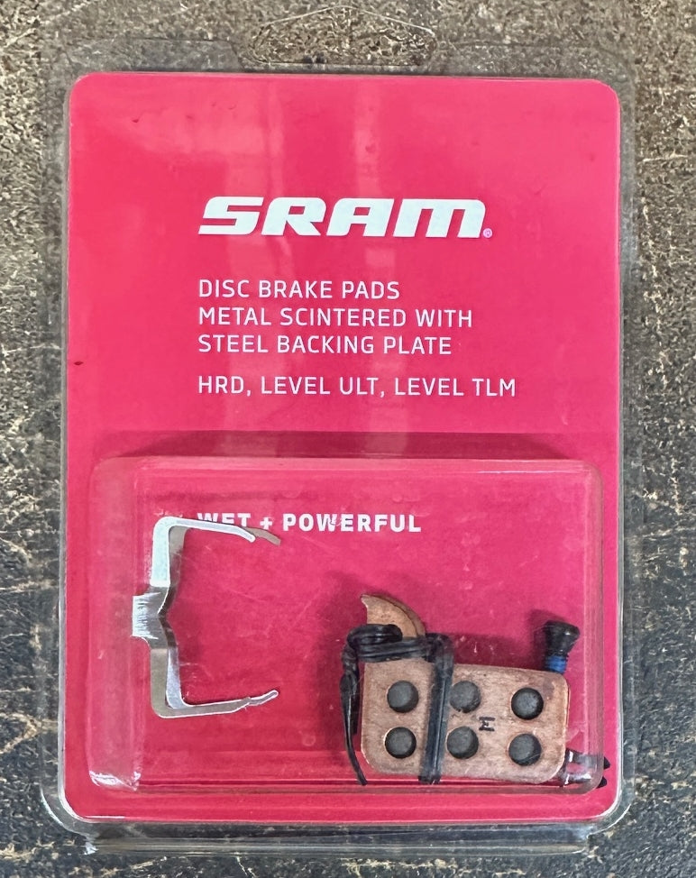 SRAM Disc Brake Pad Set Sintered with Steel Back fits Hydraulic Road Disc, Level Ultimate and Level TLM