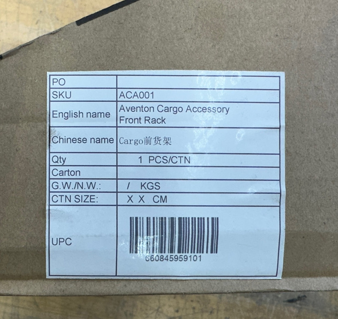 Aventon Cargo Accessory Front Rack for original Abound/Sinch.2