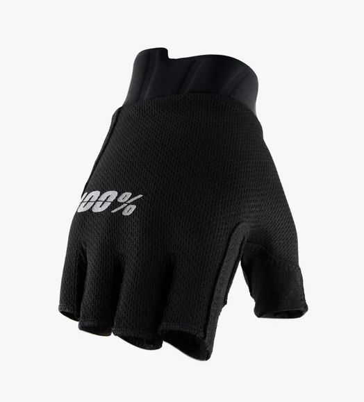 100% Women's Exceeda Gel Short Finger Road Gloves, Solid Black, Medium