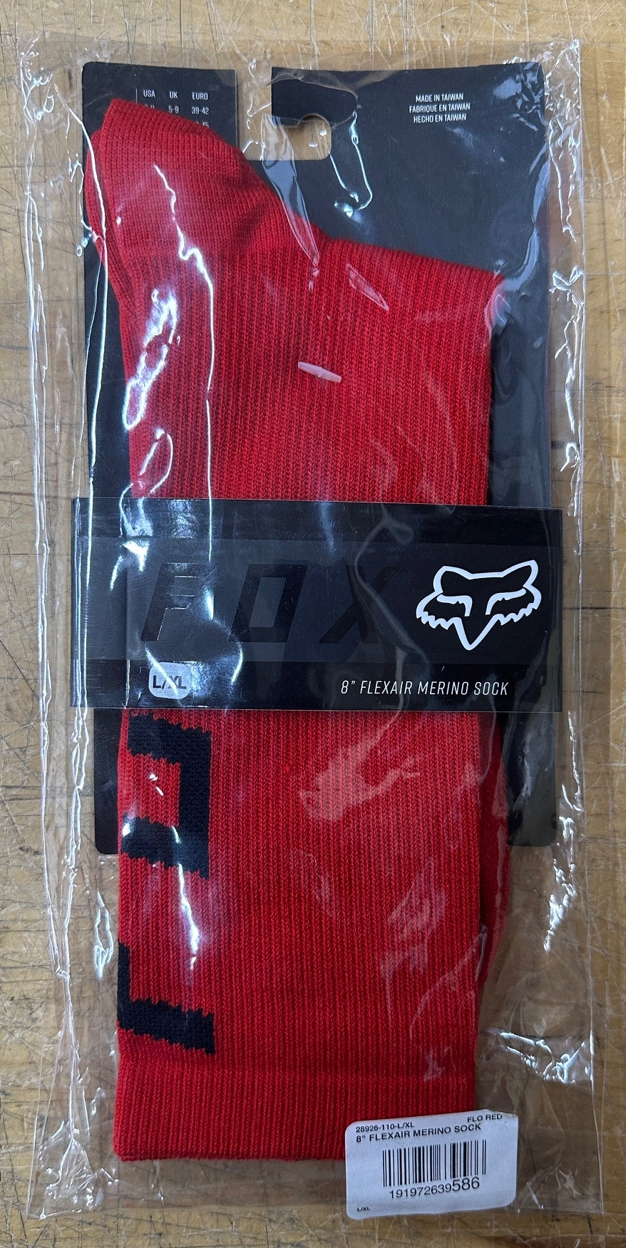 Fox Socks 8" Flexair Merino Fluorescent Red L/XL