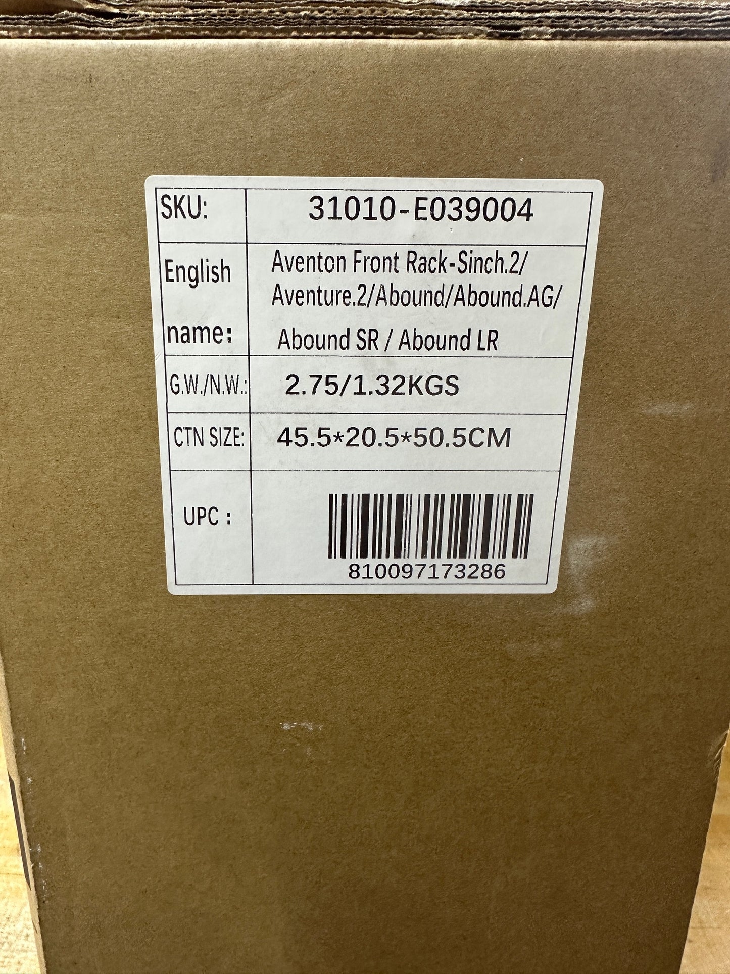 Aventon Front Rack - Aventure/2/Sinch.2/Abound/AG/SR/LR