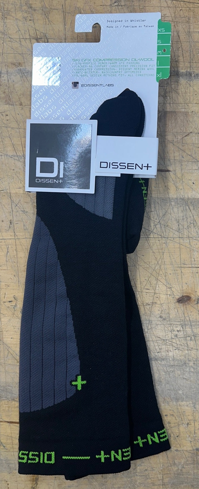 Dissent Ski GFX DL-Wool Compression Socks, Black, M