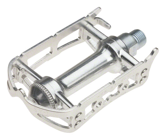 MKS Sylvan Road Pedals: 9/16" Alloy Forged Toe Clip Compatible Silver