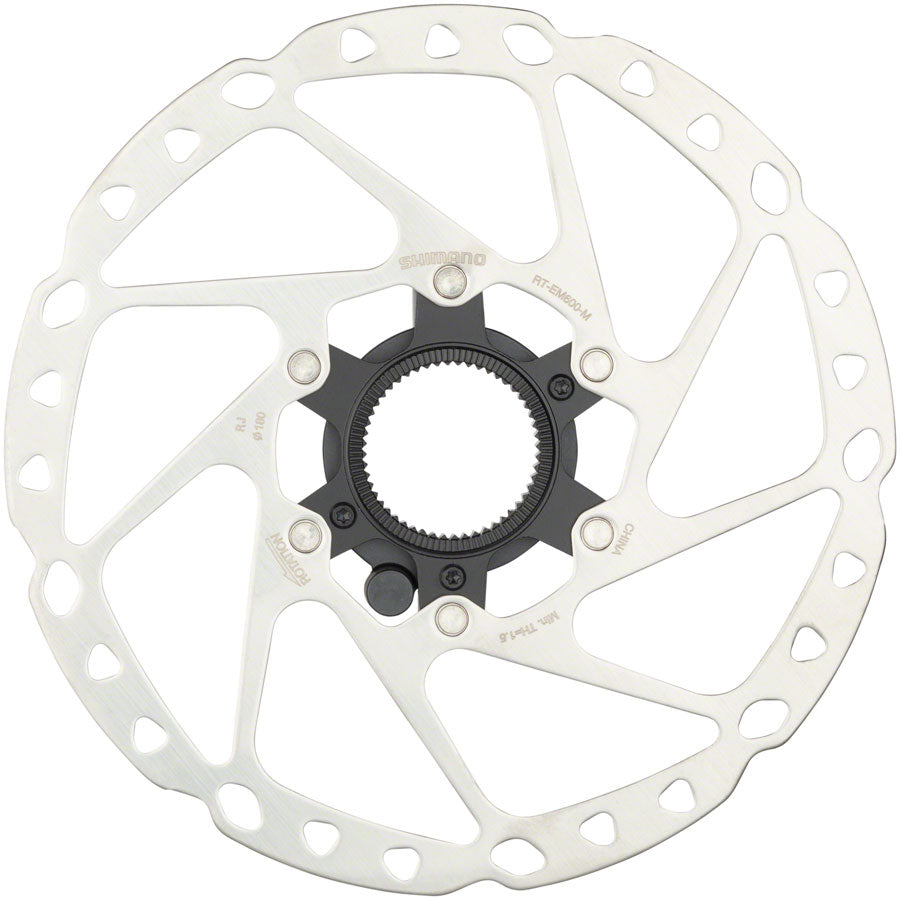 Shimano STEPS RT-EM600-M Disc Brake Rotor with Integrated Speed Sensor Magnet - 180mm, Center Lock, For eBike, Silver