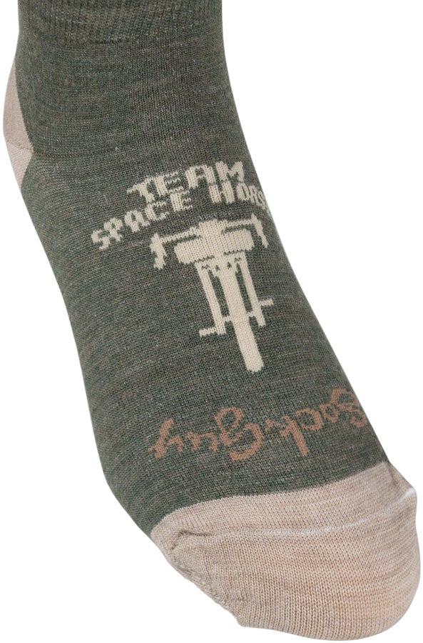 All-City Team Space Horse Socks - 5 inch, Tan/Green, Small/Medium