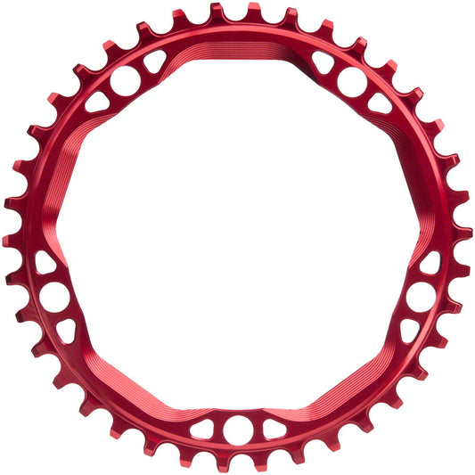 absoluteBlack Round N/W Chainring - 5-Bolt x 130 bcd, 10-11 Speed, 38 tooth, Red