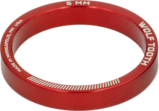 Wolf Tooth Components Headset Spacer 5 Pack, 5mm, Red