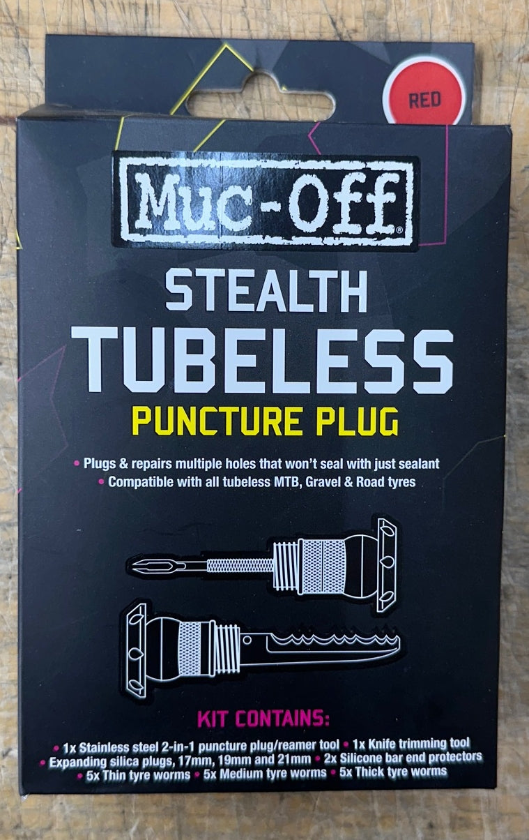 Muc-Off Stealth Tubeless Puncture Plugs Tire Repair Kit - Bar-End Mount, Red, Pair