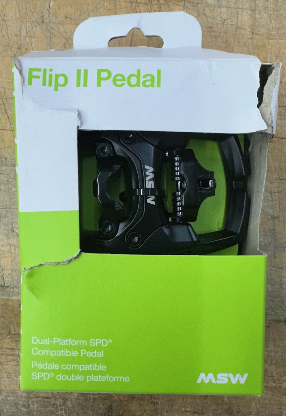 MSW Flip II Pedals - Single Side Clipless with Platform, Aluminum, 9/16", Black