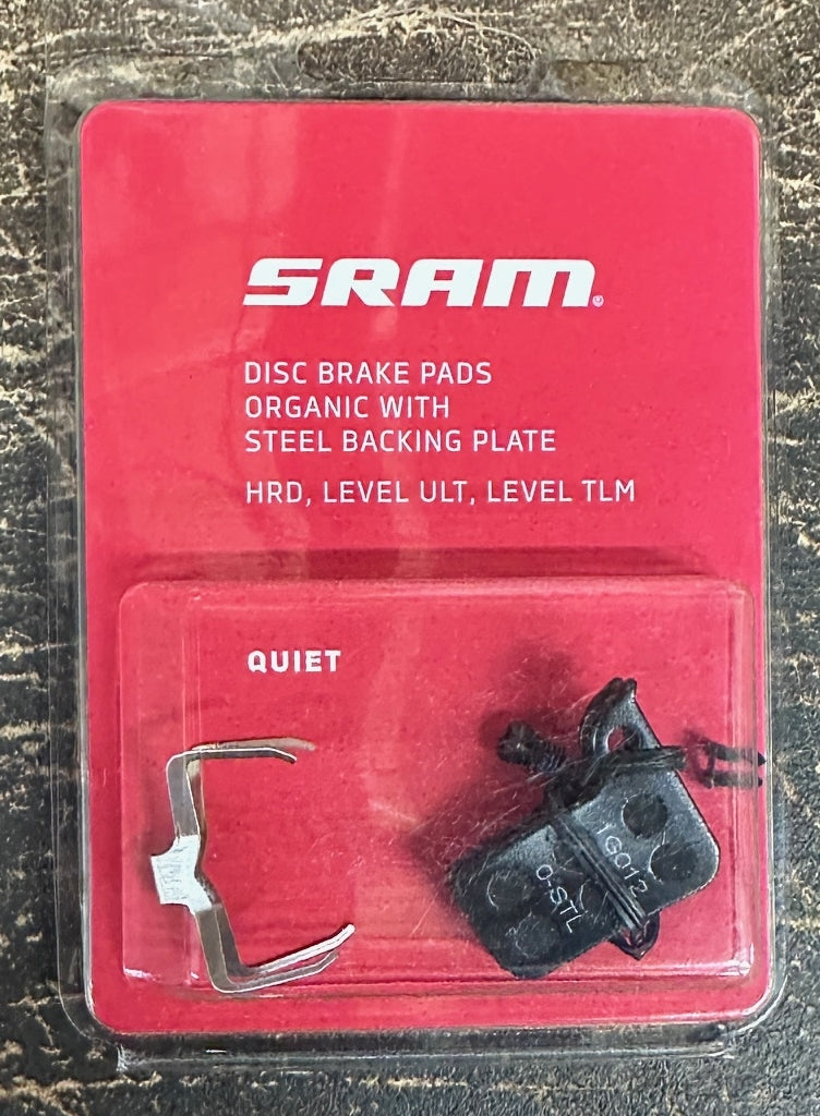 SRAM Disc Brake Pad Set Organic with Steel Back fits Hydraulic Road Disc, Level Ultimate and Level TLM