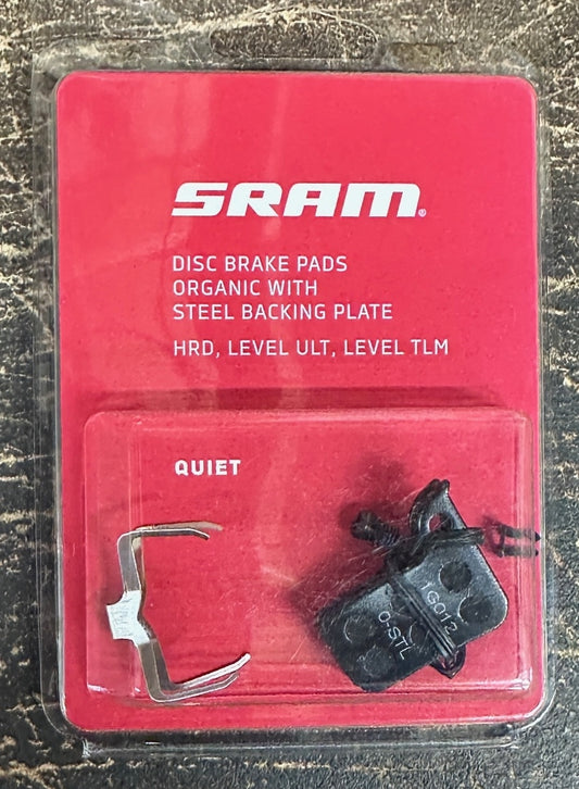 SRAM Disc Brake Pad Set Organic with Steel Back fits Hydraulic Road Disc, Level Ultimate and Level TLM