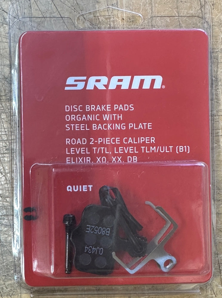 SRAM Disc Brake Pads - Organic Compound, Steel Backed, Quiet, For Level, DB, Elixir, and 2-Piece Road