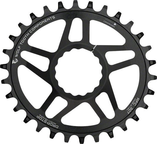 Wolf Tooth Components Powertrac Elliptical Drop-Stop Chainring: 30T, for RaceFaceCINCH Direct Mount, Boost Chainline