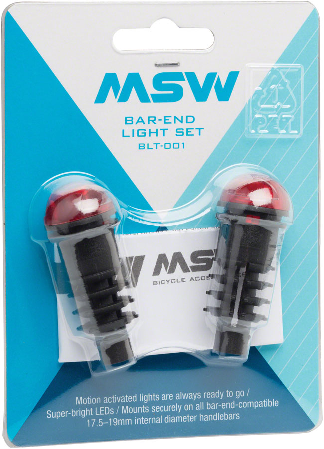 MSW Bar End Lightset with Motion Sensor: Black/Red
