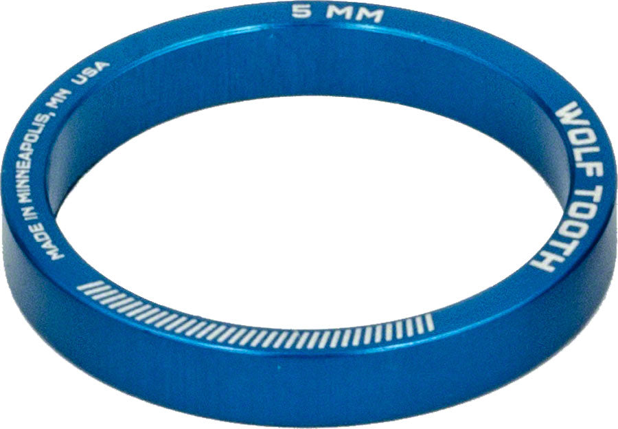 Wolf Tooth Components Headset Spacer 5 Pack, 5mm, Blue