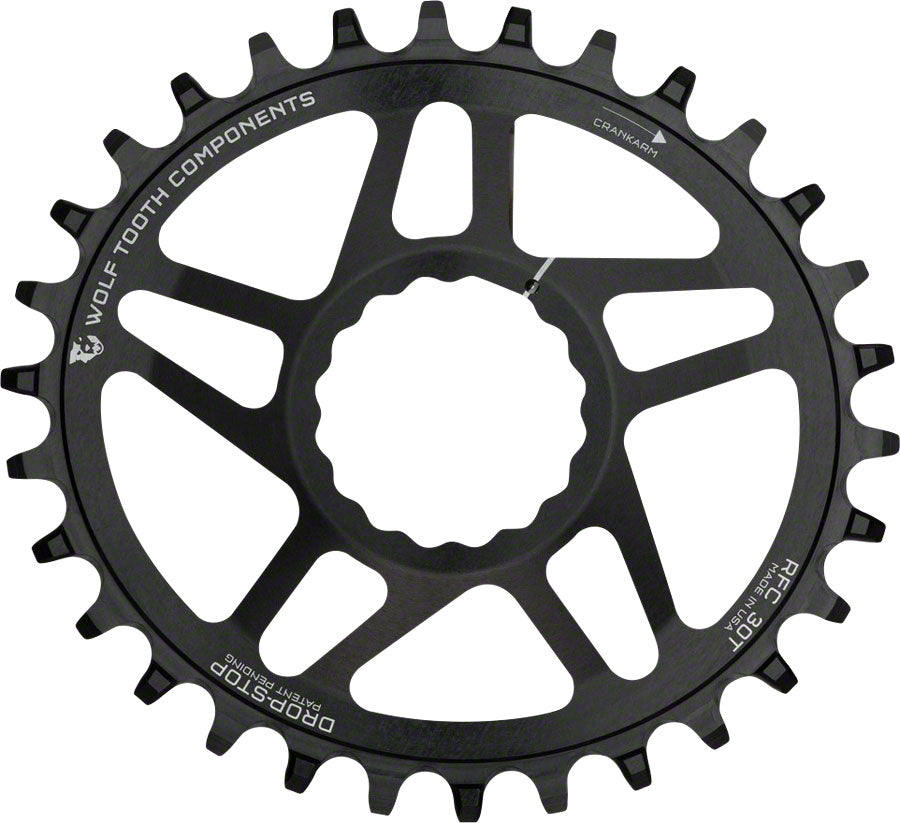 Wolf Tooth ComponentsPowertrac Elliptical Direct Mount Drop-Stop Chainring 34T  For Race Face CINCH Cranksets, Black