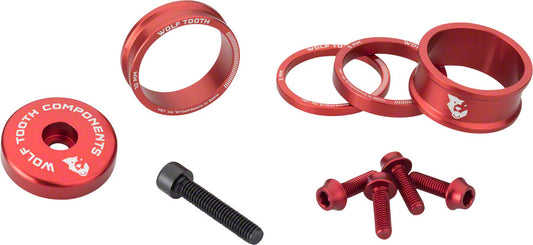 Wolf Tooth Components BlingKit: Headset Spacer Kit 3, 5,10, 15mm, Red