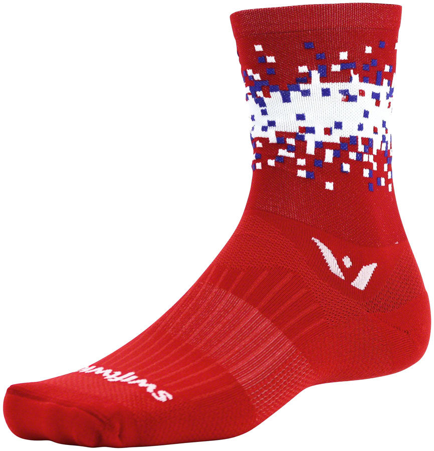 Swiftwick Vision Five Pixel Socks - 5 inch, Red/White, Small/Medium